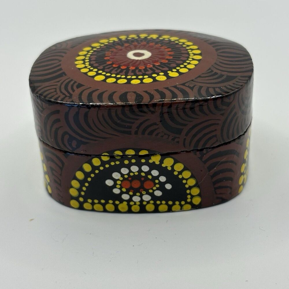 Desart Aboriginal Australian Hand Dot Painted  Trinket Box Jekurrpa Artists
